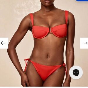 Monday Swimwear Le Marais Chili Pepper Red Tie-Side Bikini Bottom M